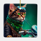 Bengalischer Cat Drike St. Patrick's Day Keramikornament (Rückseite)