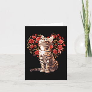 Bengalischer Cat Valentinstag Blumenherzendesign f Karte