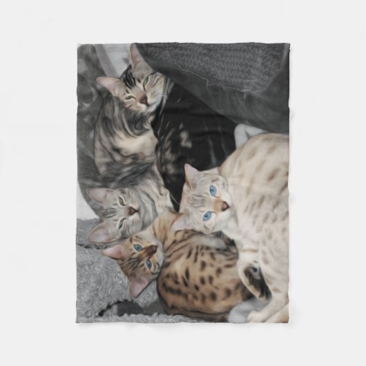 Bengalischer Katzekitty-Stapel Fleecedecke (Vorderseite)