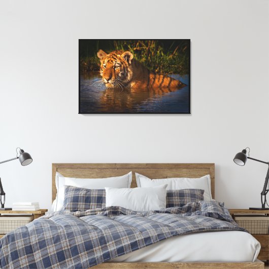 Bengalischer Tiger, der dich vom Wasser aus gesehe Leinwanddruck (Insitu (Schlafzimmer))