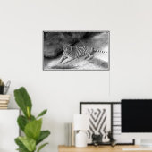 Bengalischer Tiger-Druck in Weiß und Schwarz Poster (Heimbüro)