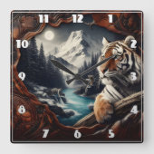 Bengalischer Tiger Entspannung in der Nähe des Ber Quadratische Wanduhr (Vorderseite)