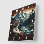 Bengalischer Tiger Entspannung in der Nähe des Ber Quadratische Wanduhr (Winkel)