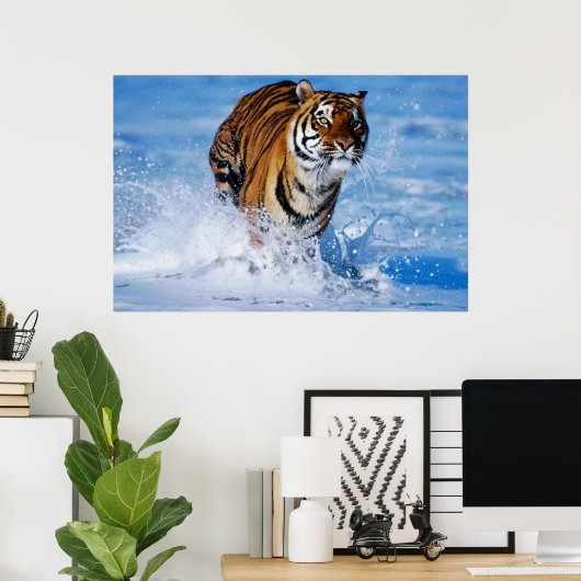 Bengalischer Tiger im Ozean Poster (Heimbüro)