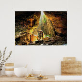 Bengalischer Tiger in Höhle Poster (Küche)