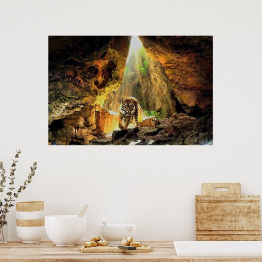 Bengalischer Tiger in Höhle Poster (Küche)