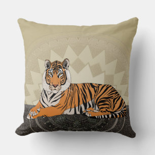 bengalischer Tiger-Mandala-Bambus Kissen