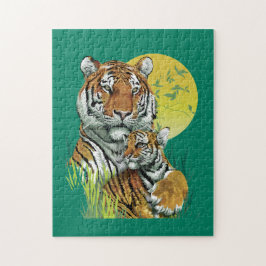 Bengalischer Tiger mit Baby-Jigsaw-Puzzle Puzzle