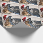 Bengalischer Tiger mit einer Weihnachtsmannmütze z Geschenkpapier (Ecke)