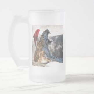 Bengalischer Tiger mit einer Weihnachtsmannmütze z Mattglas Bierglas