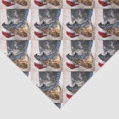 Bengalischer Tiger mit einer Weihnachtsmannmütze z Seidenpapier (Ausschnitt)