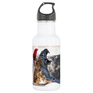 Bengalischer Tiger mit Weihnachtsmannmütze Trinkflasche