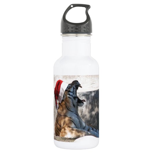 Bengalischer Tiger mit Weihnachtsmannmütze Trinkflasche (Vorderseite)