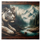 Bengalischer Tiger Ruhen am Berg Fliese (Vorderseite)