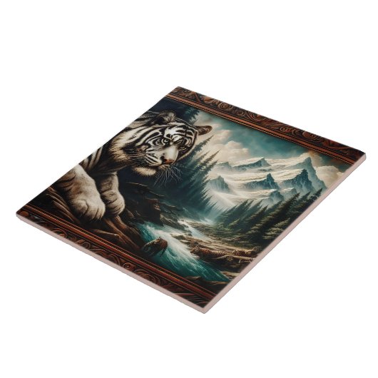 Bengalischer Tiger Ruhen am Berg Fliese (Seite)