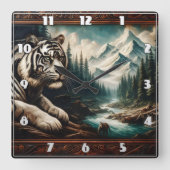 Bengalischer Tiger Ruhen am Berg Quadratische Wanduhr (Vorderseite)
