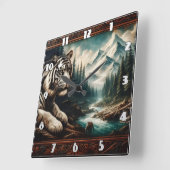 Bengalischer Tiger Ruhen am Berg Quadratische Wanduhr (Winkel)