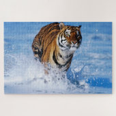 Bengalischer Tiger-Runn-Ing im schönen blauen Ozea Puzzle (Horizontal)