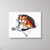 Bengalischer Tiger springt aus! Leinwanddruck (Vorderseite)