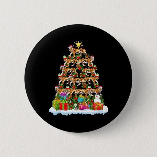 Bengalischer Tiger Weihnachtsbaum Leuchtturm Santa Button (Vorderseite)