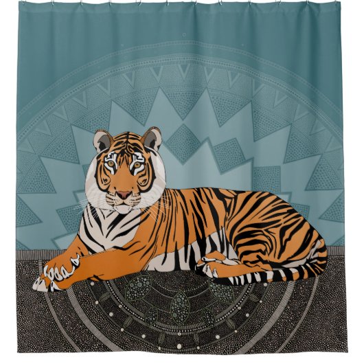 bengalischer Tigermandala Duschvorhang (Vorderseite)