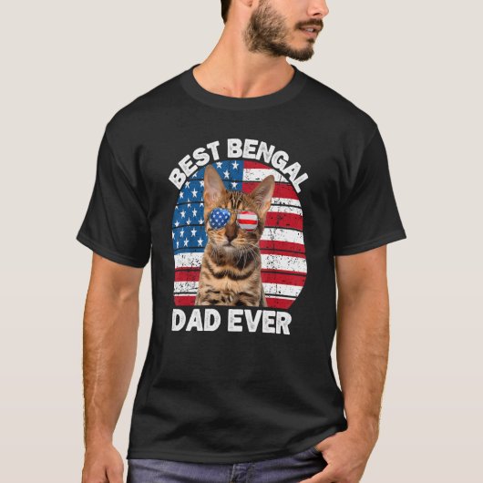 Bengalischer Vater 4. Juli Bengalisch Katzenbesitz T-Shirt (Vorderseite)
