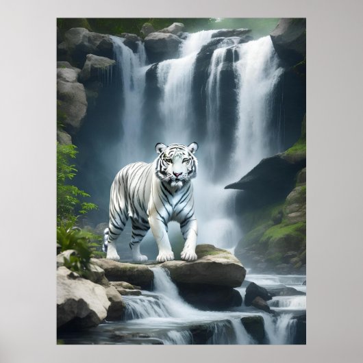 Bengalischer weißer Tiger in der Natur Poster (Vorne)