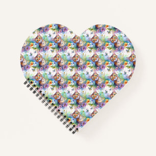 Bengalisches Cat Motif Heart Shaped Spiral Noteboo Notizblock