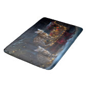 Bengalisches Cat Snowy Sleigh Ride Weihnachtsdekor Badematte (Schrägansicht)