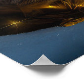 Bengalisches Cat Snowy Sleigh Ride Weihnachtsdekor Poster (Ecke)