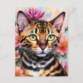 Bengalisches Cat Watercolor Blumenmuseum Postkarte (Vorderseite)