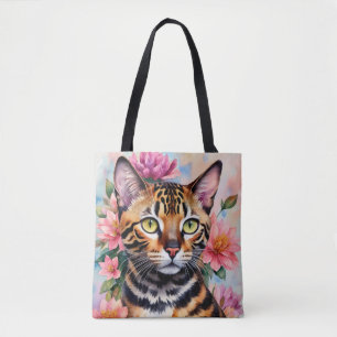 Bengalisches Cat Watercolor Blumenmuseum Tasche