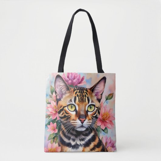 Bengalisches Cat Watercolor Blumenmuseum Tasche (Vorderseite)