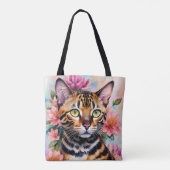 Bengalisches Cat Watercolor Blumenmuseum Tasche (Rückseite)