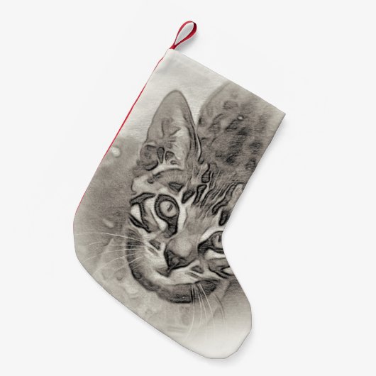 Bengalisches Kätzchen-Zeichnen Kleiner Weihnachtsstrumpf (Vorderansicht (hängend))