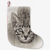 Bengalisches Kätzchen-Zeichnen Kleiner Weihnachtsstrumpf (Vorderseite)