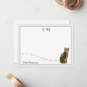 Bengalisches Katzengras Monogramm und Name Fleck Mitteilungskarte (Vorderseite/Rückseite Beispiel)