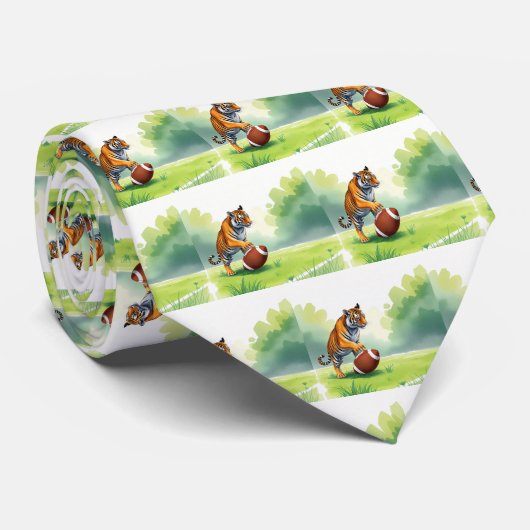 Bengalisches Maskottchen Tiger mit Fußball Krawatte (Gerollt)