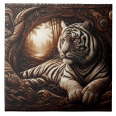 Bengalisches Tiger Entspannen in Wald bei Dämmerun Fliese (Vorderseite)
