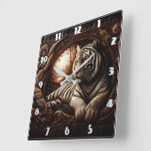 Bengalisches Tiger Entspannen in Wald bei Dämmerun Quadratische Wanduhr (Winkel)