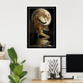 Bengalisches Tiger & Moon Wildlife Art Poster (Heimbüro)
