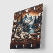 Bengalisches Tiger-Ruhen durch Bergbach Quadratische Wanduhr (Winkel)