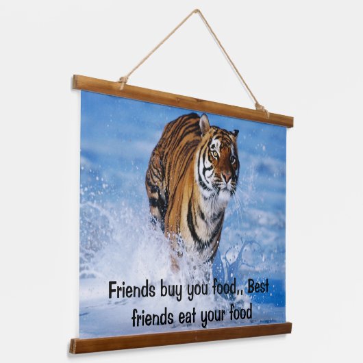 Bengalisches Tiger-RunnIng im wunderschönen blauen Wandteppich Mit Holzrahmen (Gewinkelt)