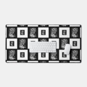 Bengalisches Tiger-Schwarz-Weiß-Prüfmuster Schreibtischunterlage (Tastatur & Maus)