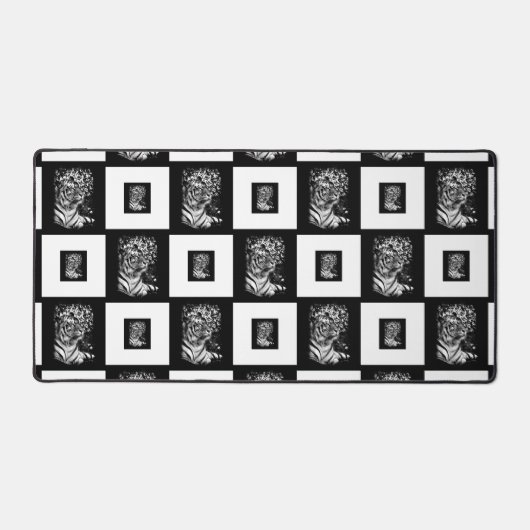 Bengalisches Tiger-Schwarz-Weiß-Prüfmuster Schreibtischunterlage (Vorderseite)
