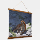 Bengalisches Tiger Sonnenbaden Wandteppich Mit Holzrahmen (Gewinkelt)