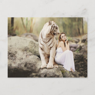 Bengalisches Tiger und Lady Postkarte