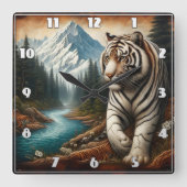 Bengalisches Tiger Wandern am Berg Quadratische Wanduhr (Vorderseite)
