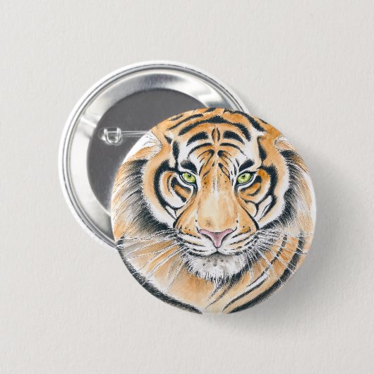 Bengalisches Tiger Wasserfarbe Kunst Button (Vorne & Hinten)