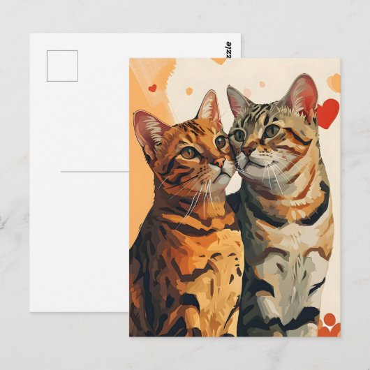 Bengals Cats Valentinstag Postkarte (Vorne/Hinten)